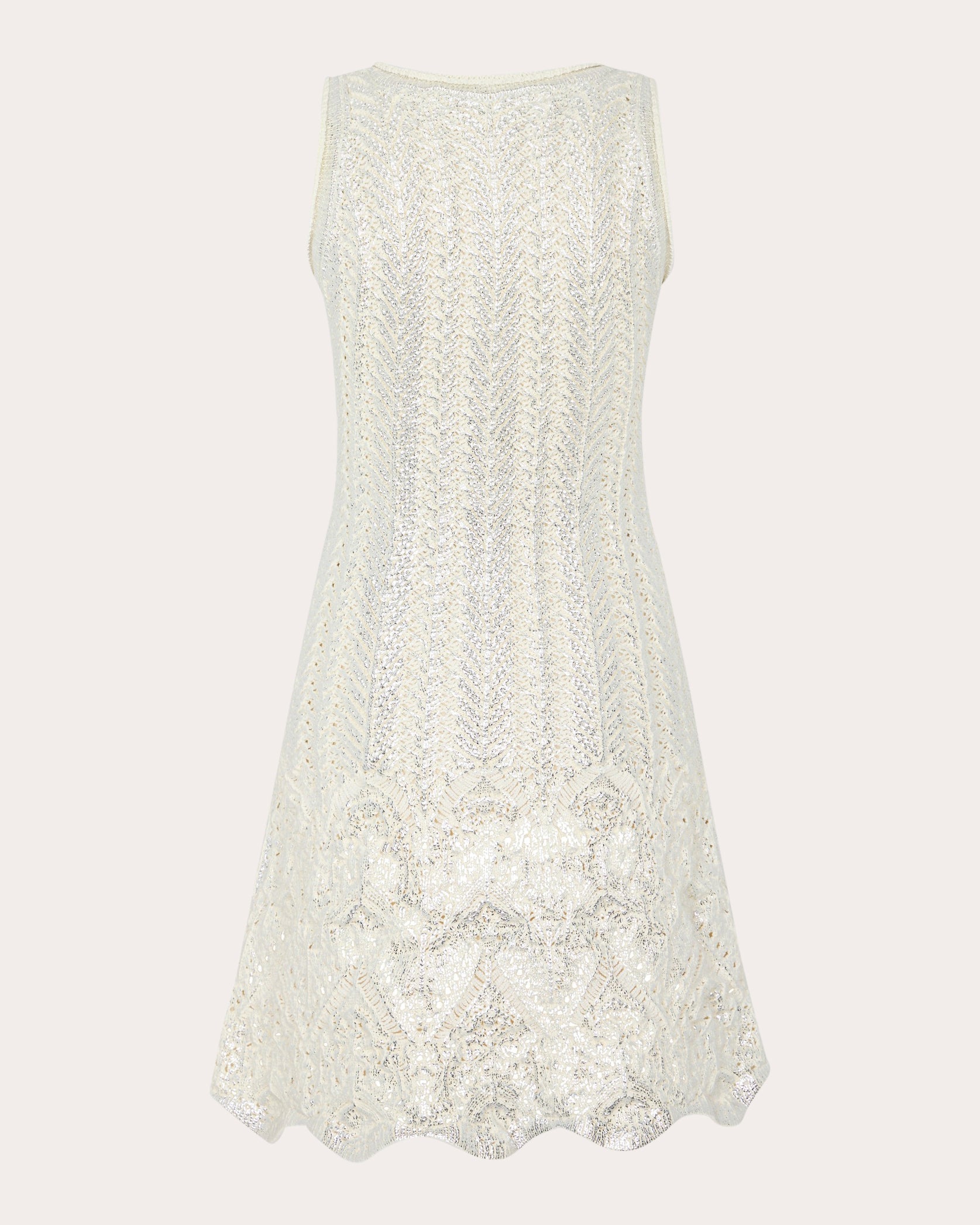 Metallic Crochet Knit Mini Dress
