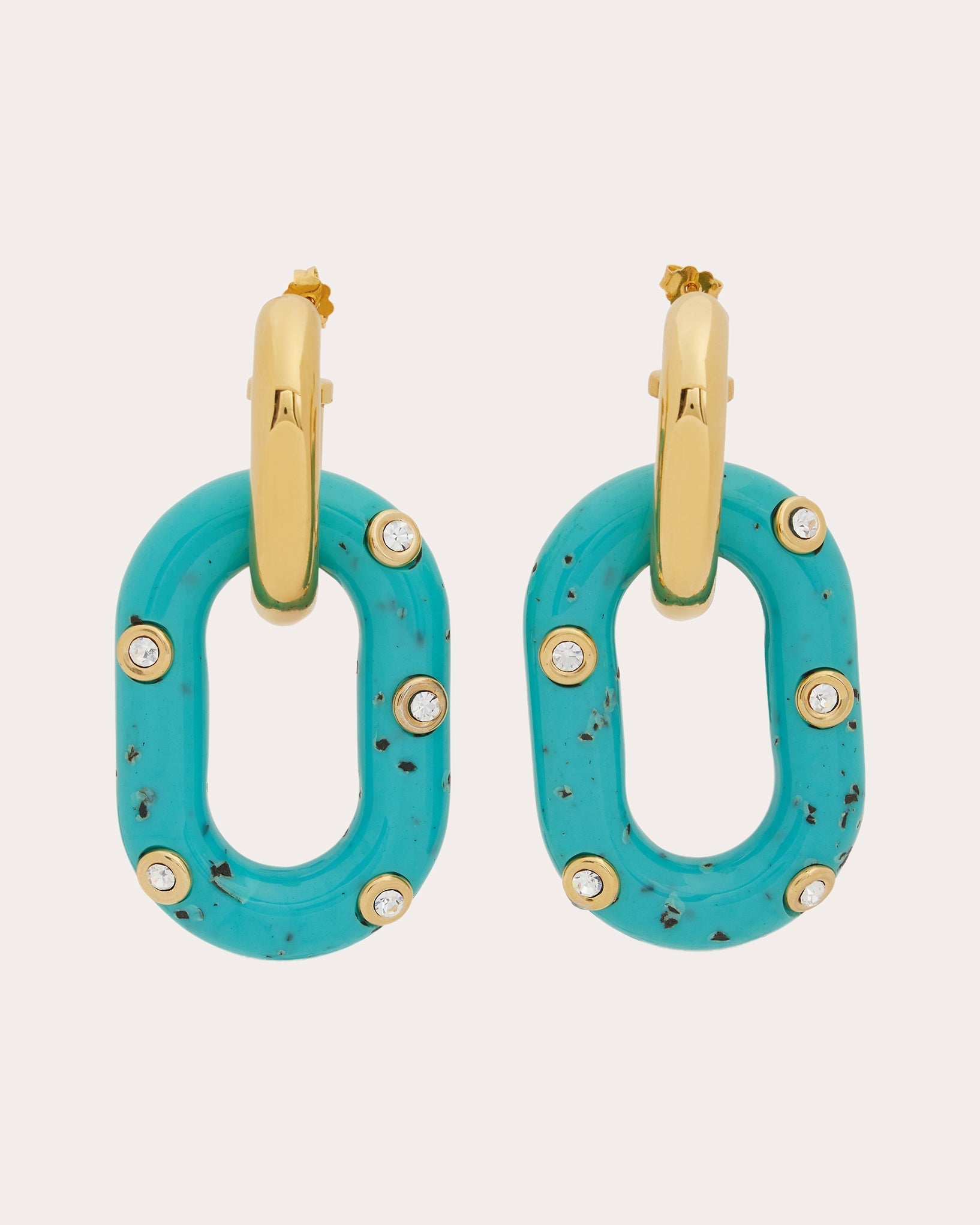 XL Link Palm Spring Crystal Embellished Resin Gold Tone Earrings