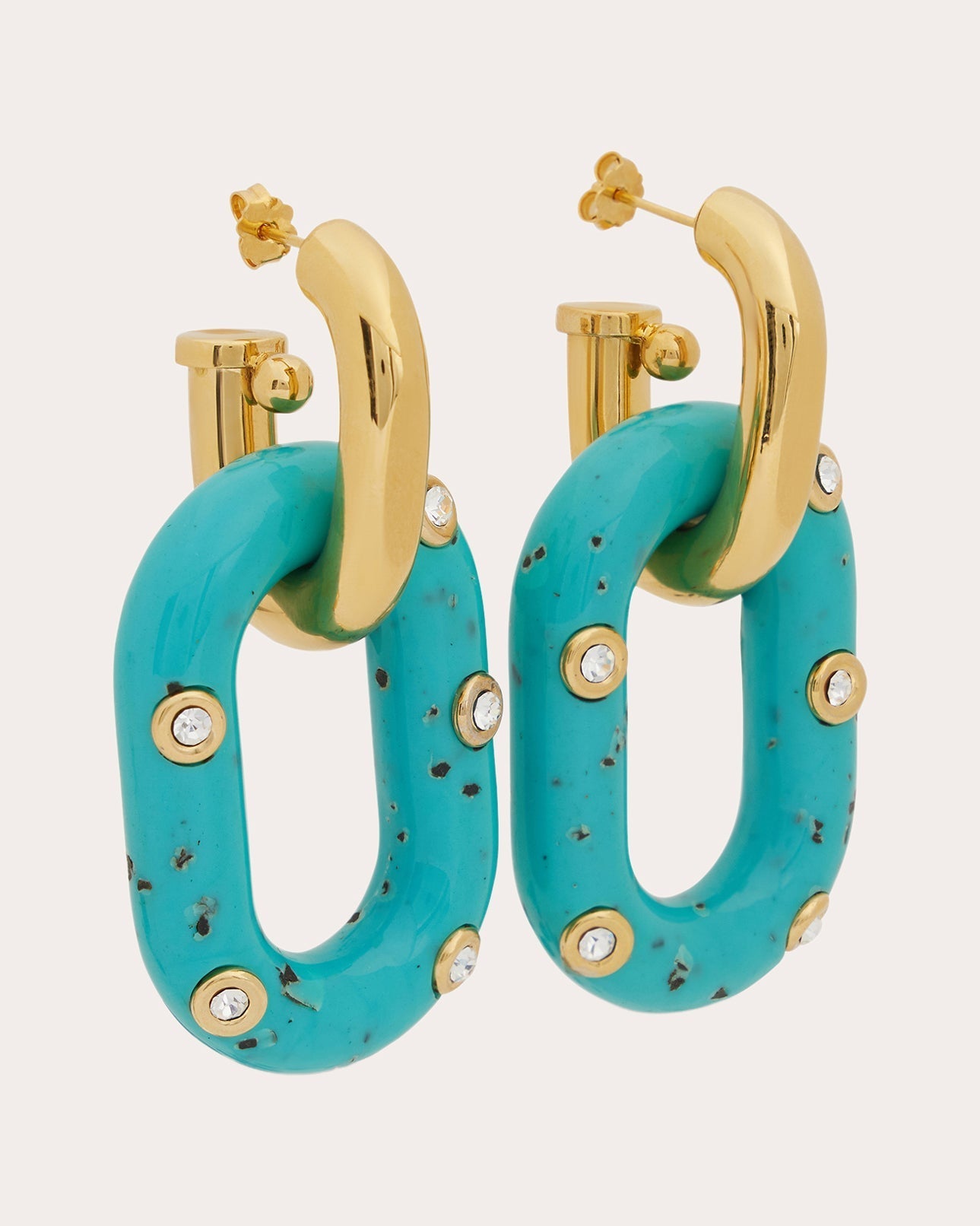 XL Link Palm Spring Crystal Embellished Resin Gold Tone Earrings