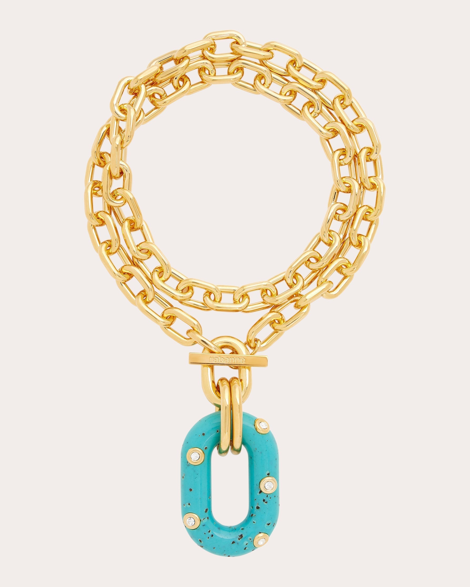 XL Link Palm Spring Crystal Embellished Resin Gold Tone Necklace
