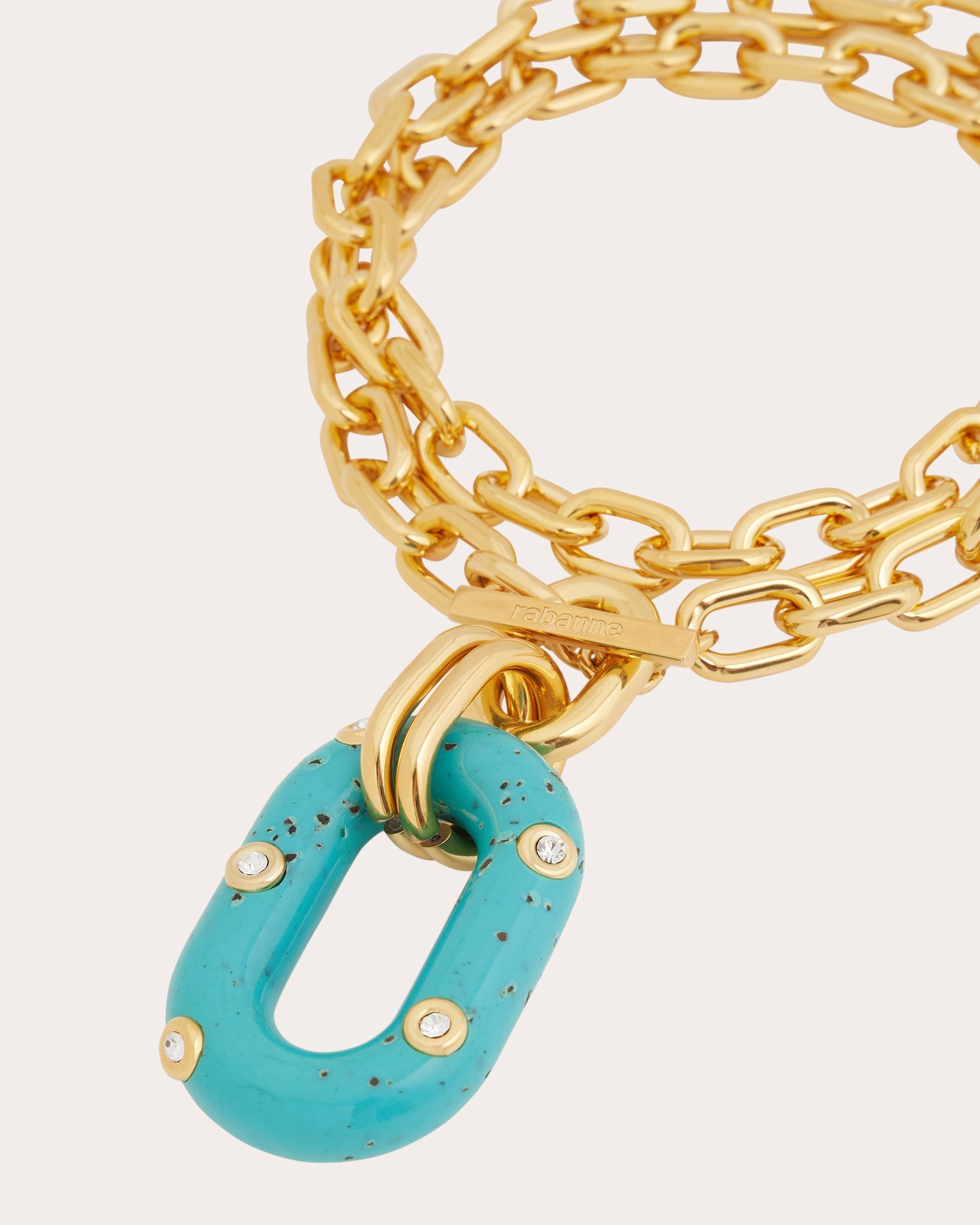 XL Link Palm Spring Crystal Embellished Resin Gold Tone Necklace