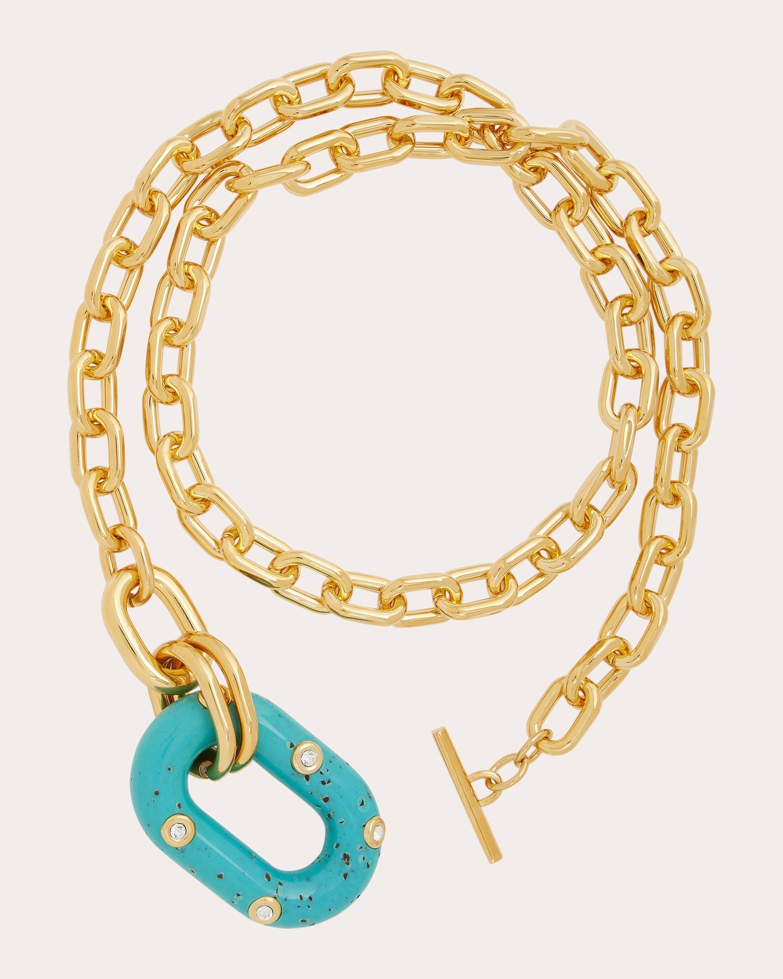 XL Link Palm Spring Crystal Embellished Resin Gold Tone Necklace