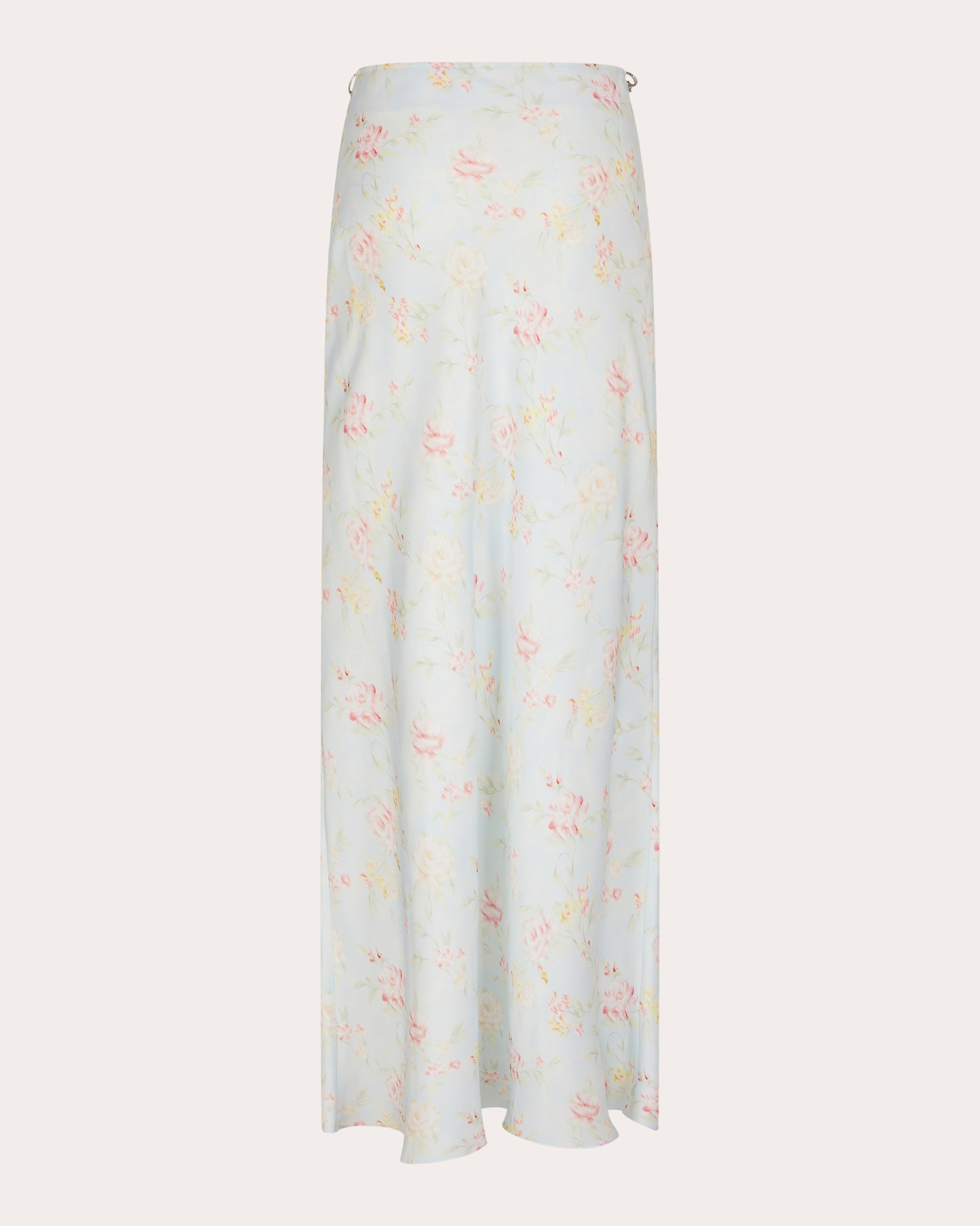 Chain-Embellished Floral-Print Satin Maxi Skirt