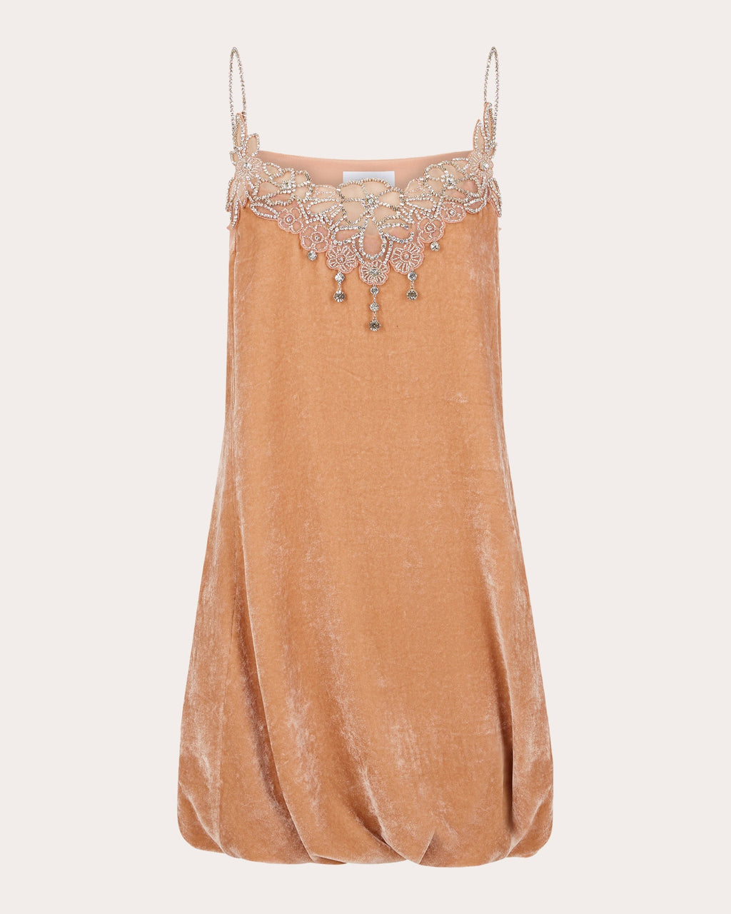 Embellished Velvet Bubble-Hem Mini Dress