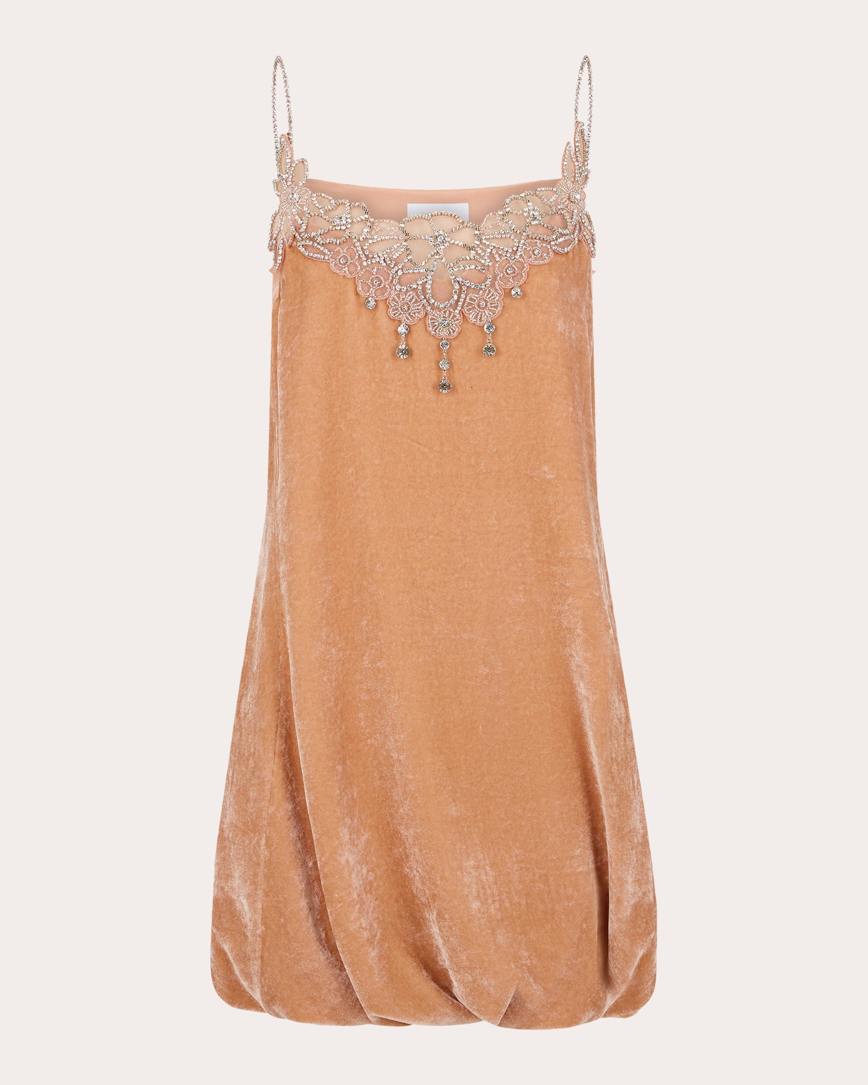 Embellished Velvet Bubble-Hem Mini Dress
