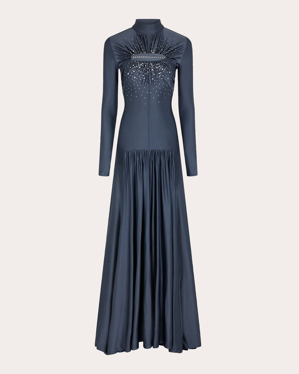 Gathered Crystal-Embellished Jersey Maxi Dress