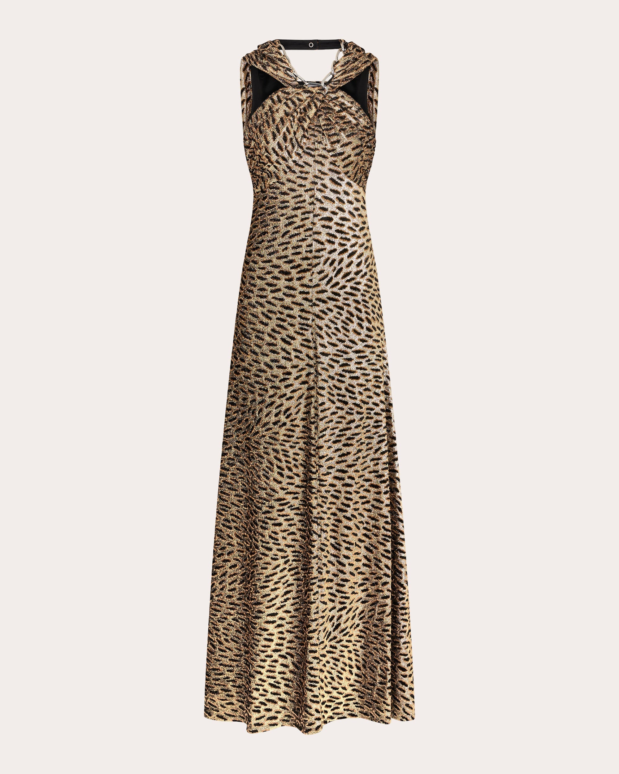 Embellished Leopard-Print Fil Coupé Lamé Maxi Dress