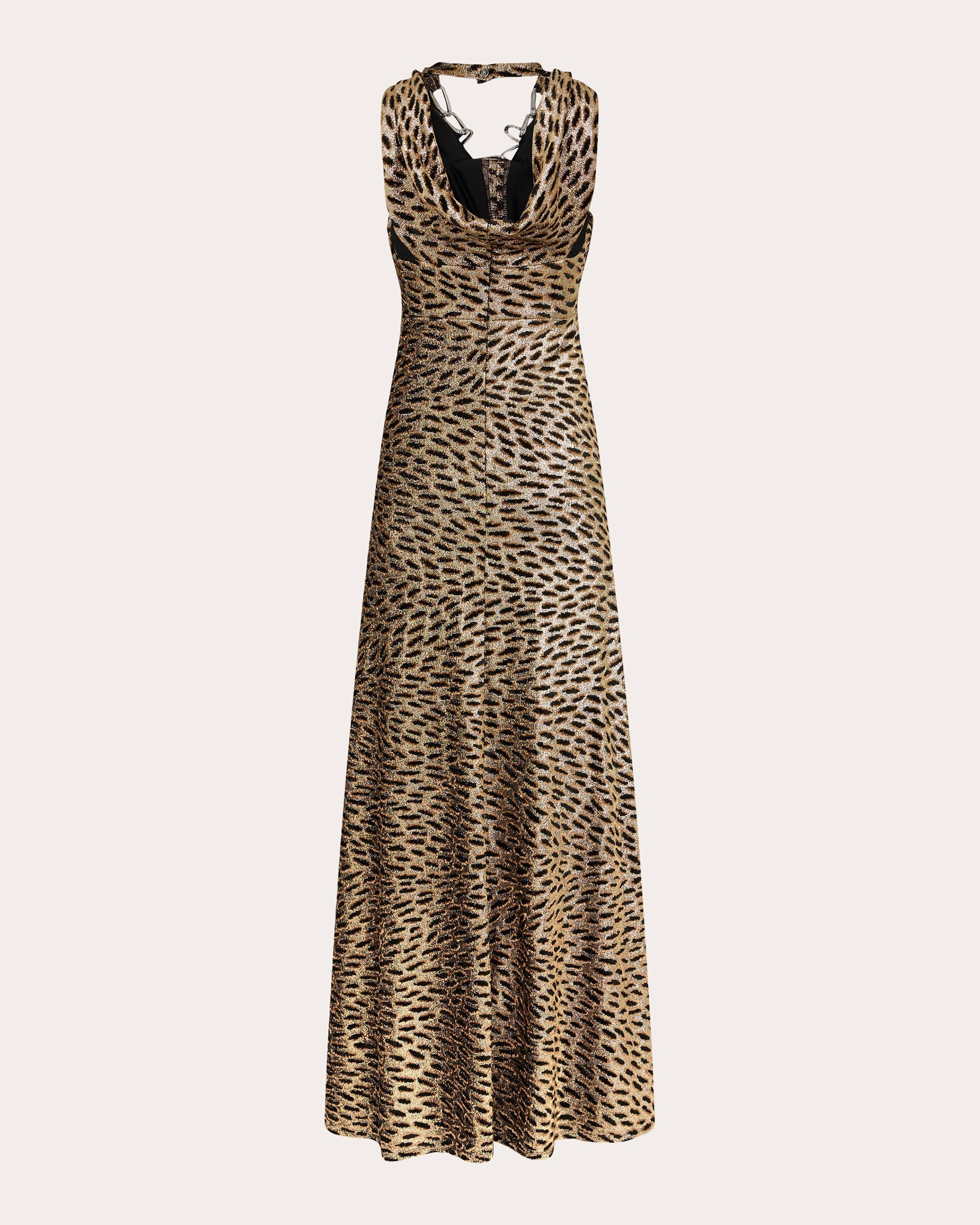 Embellished Leopard-Print Fil Coupé Lamé Maxi Dress
