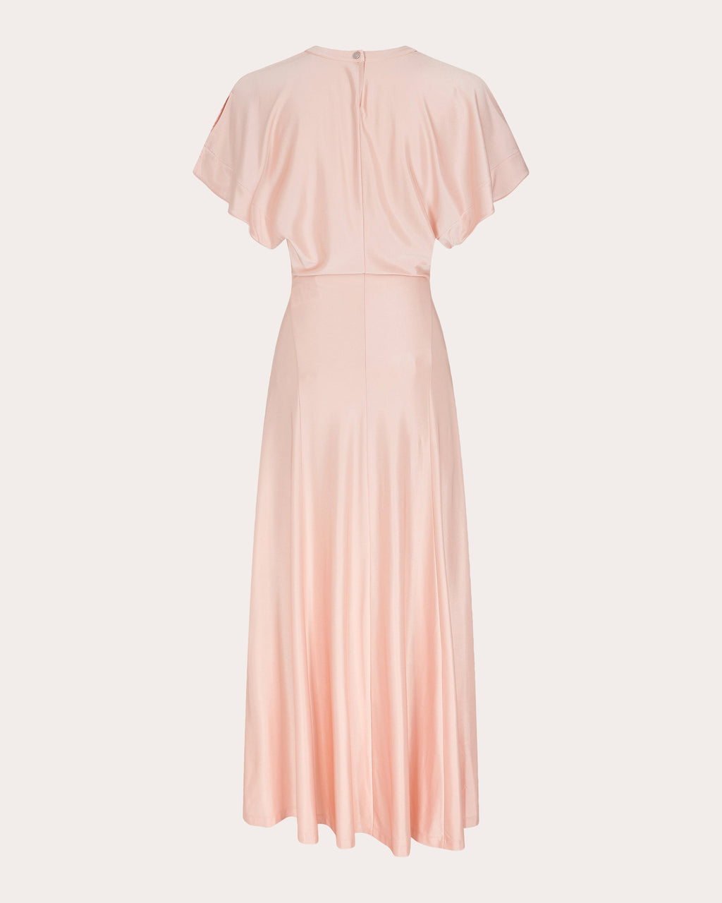Jersey Flutter-Sleeve Asymmetric Drape Midi Dress