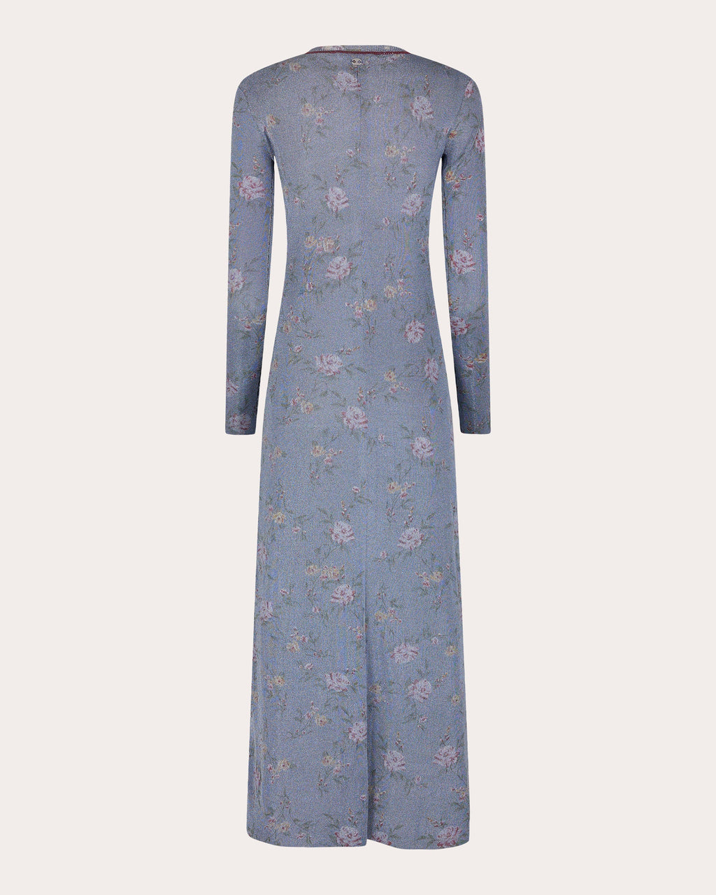 Floral-Print Metallic Knit Maxi Dress