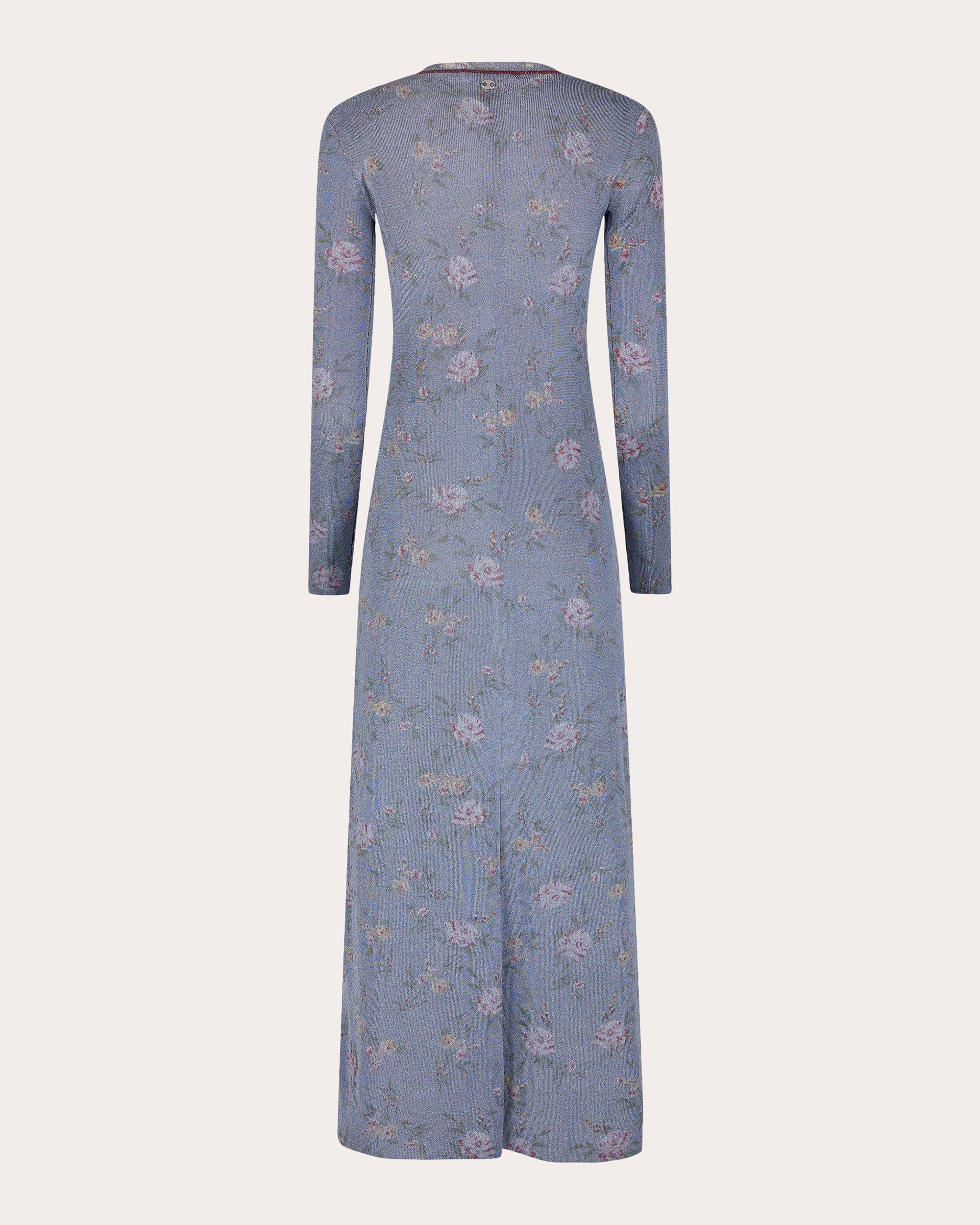 Floral-Print Metallic Knit Maxi Dress