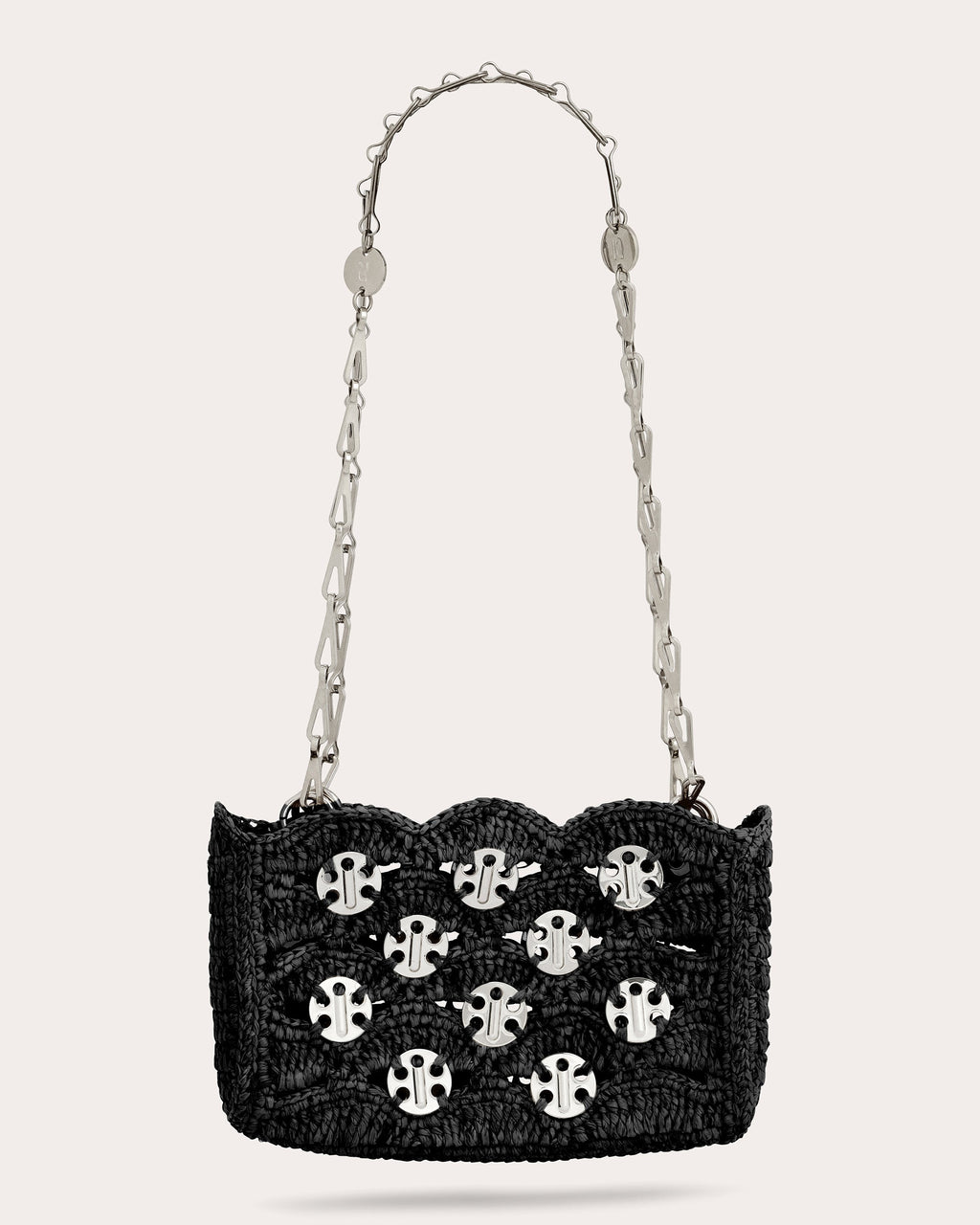 1969 Nano Chainmail Embellished Raffia Shoulder Bag