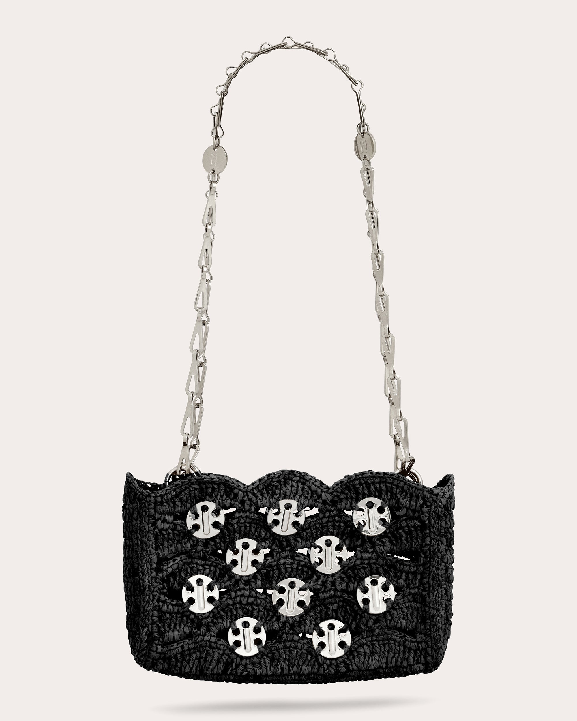 1969 Nano Chainmail Embellished Raffia Shoulder Bag