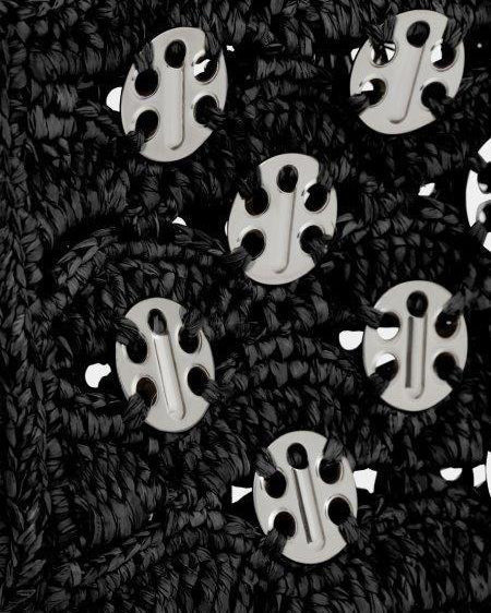 1969 Nano Chainmail Embellished Raffia Shoulder Bag