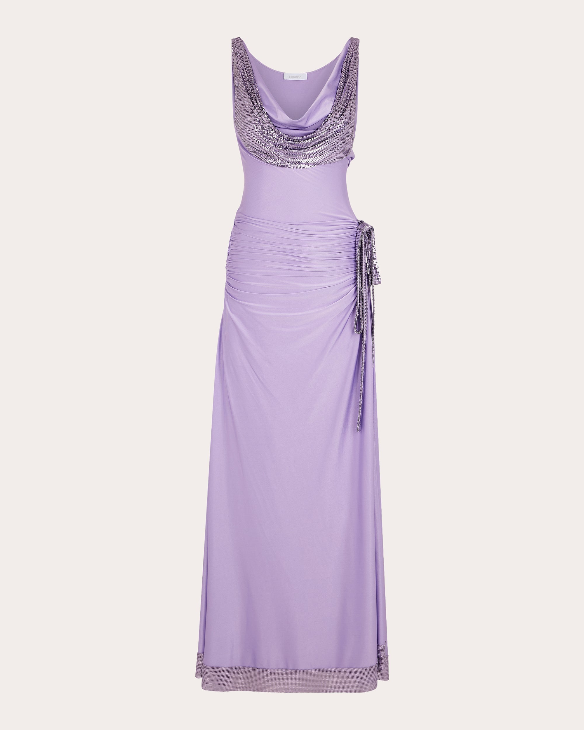 Draped Embellished Satin-Jersey Maxi Dress