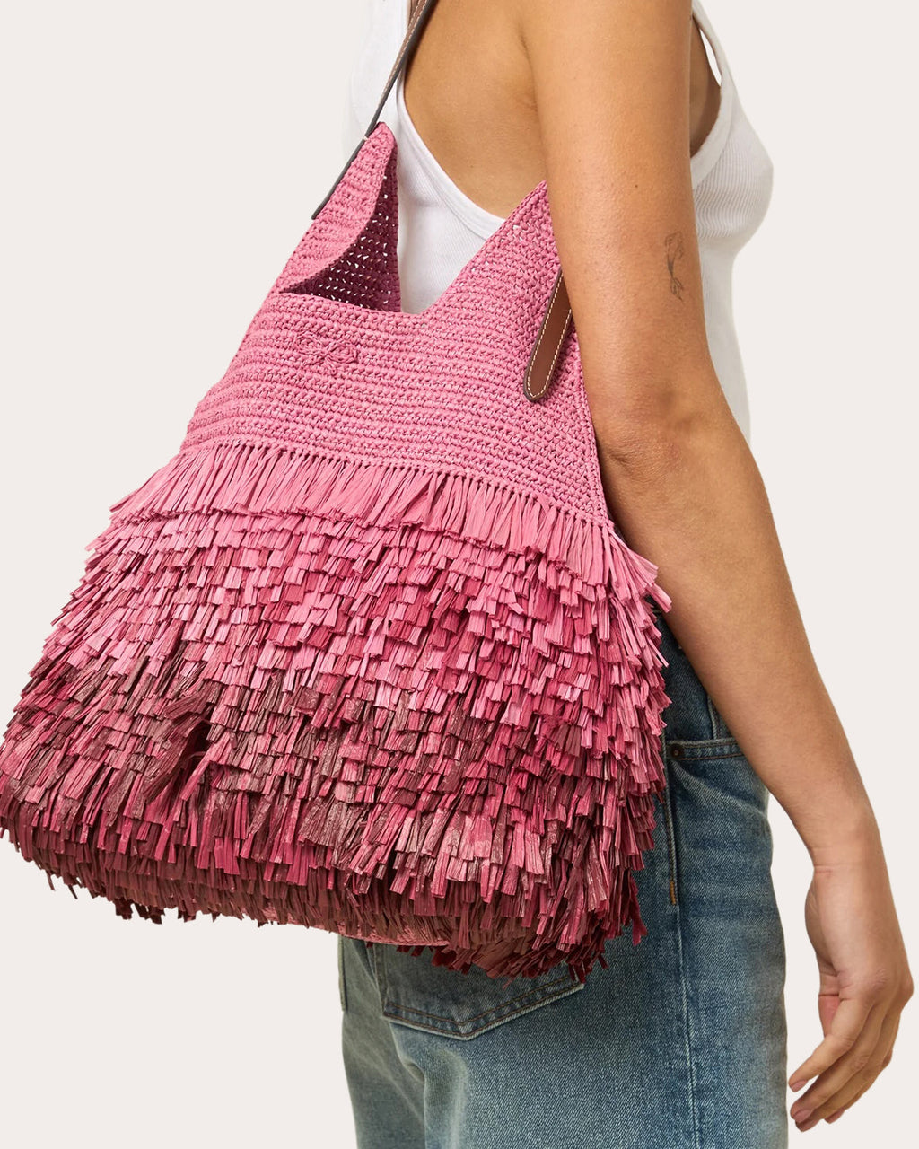 Shag Dégradé Raffia Shoulder Bag