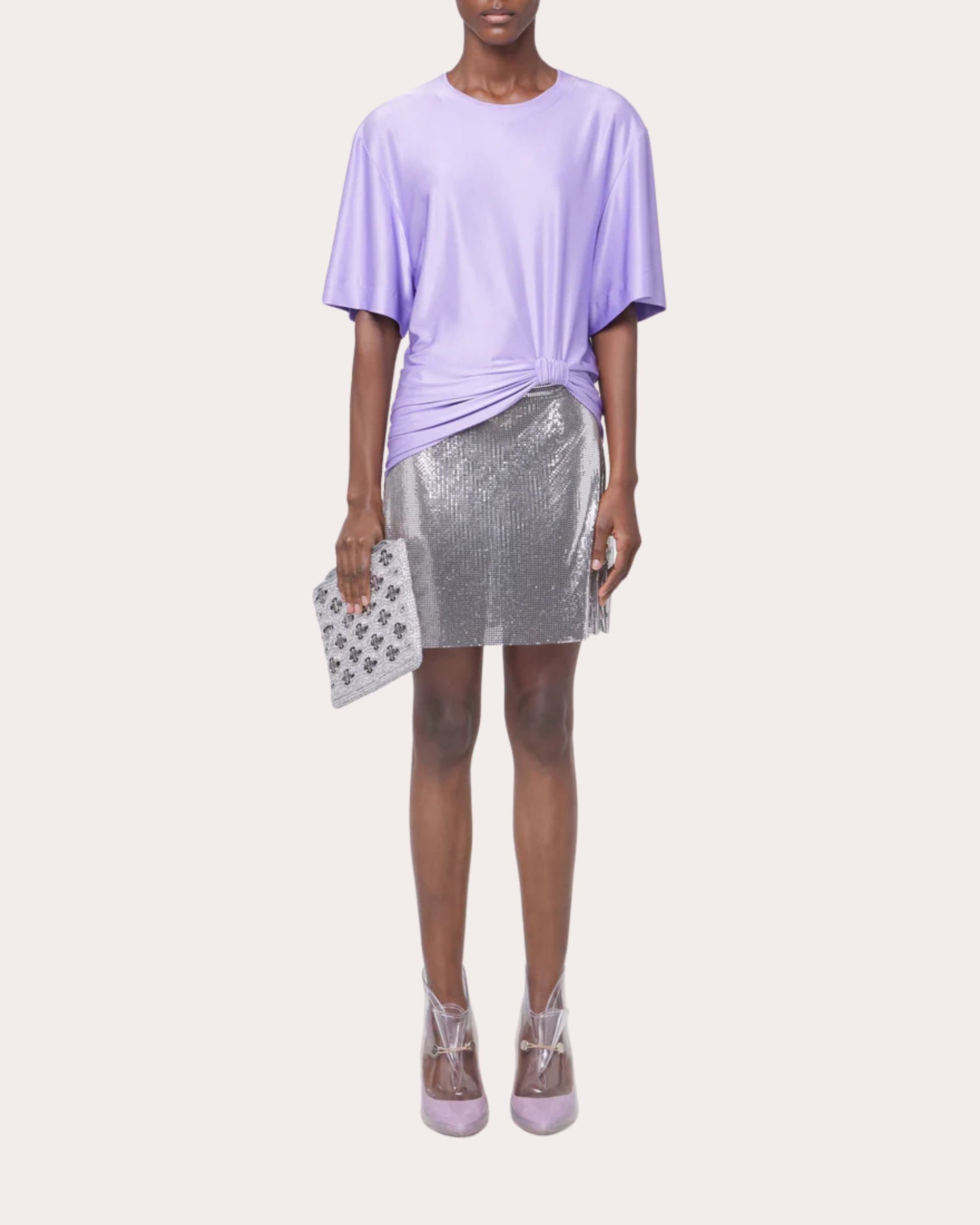 Knotted Satin Stretch-Jersey T-Shirt