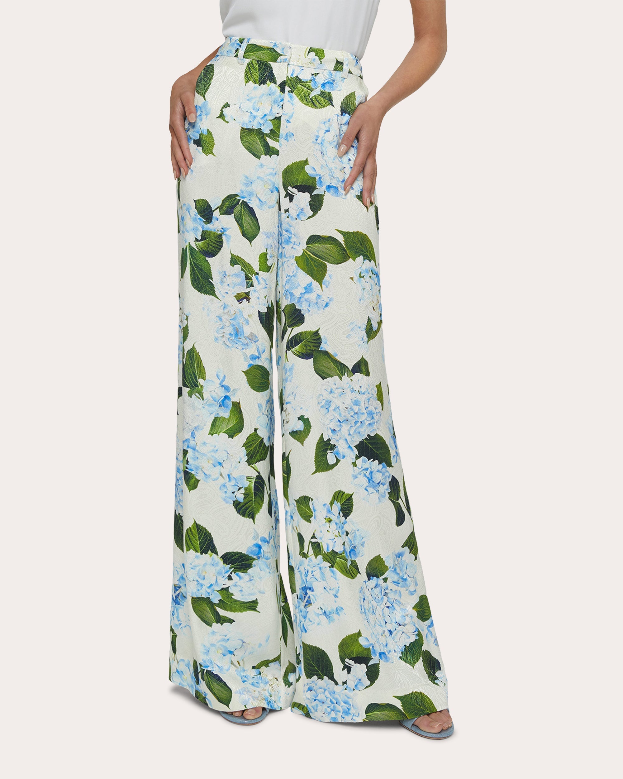 Pilar Satin-Jacquard Wide-Leg Pants