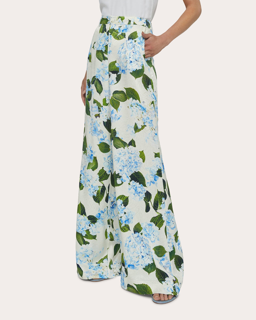Pilar Satin-Jacquard Wide-Leg Pants