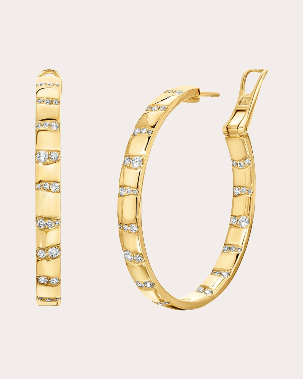 Alma dos Rios 18K Gold Diamond Large Hoop Earrings