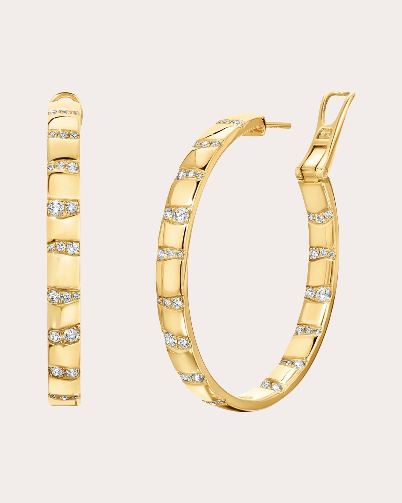 Alma dos Rios 18K Gold Diamond Large Hoop Earrings