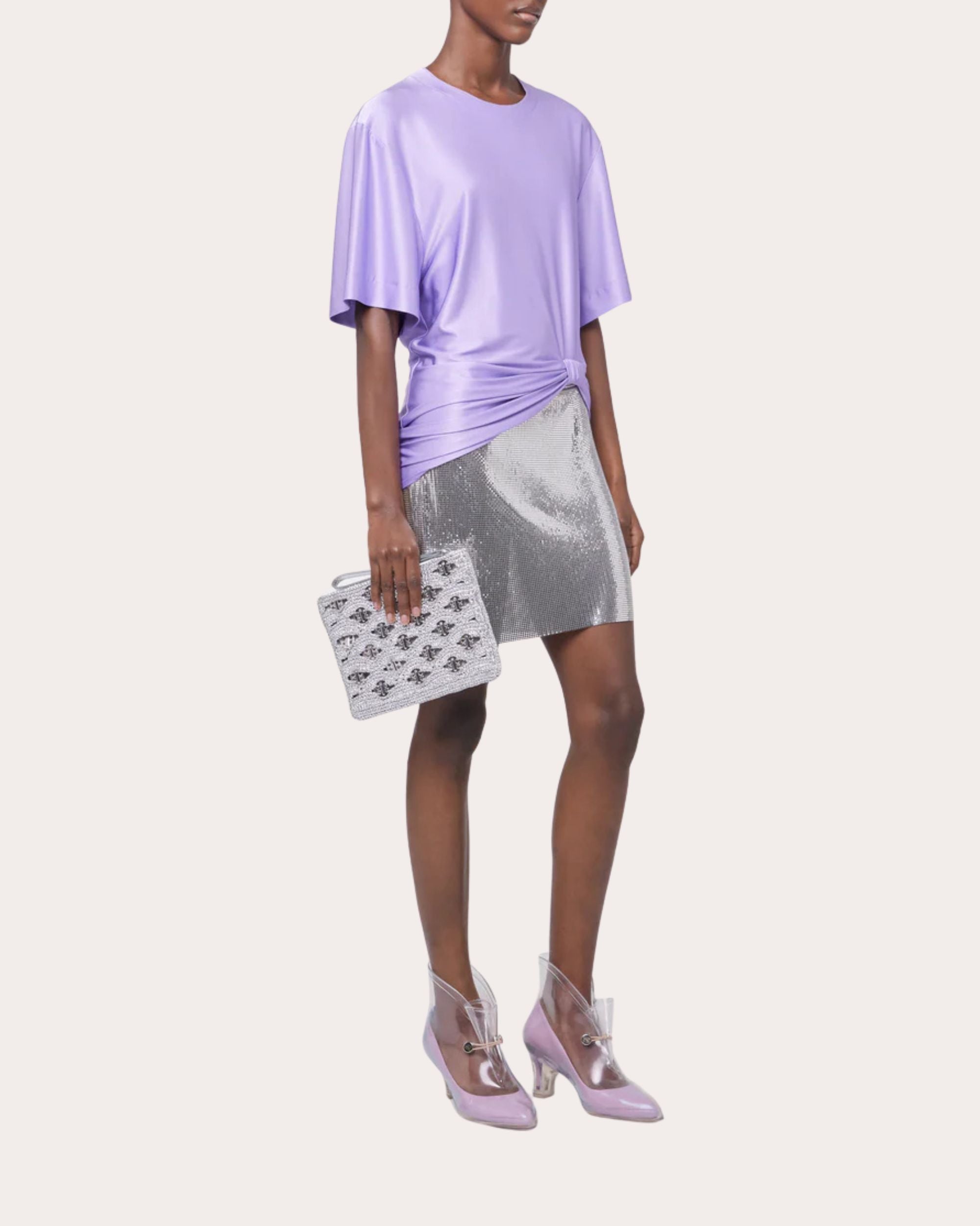 Knotted Satin Stretch-Jersey T-Shirt