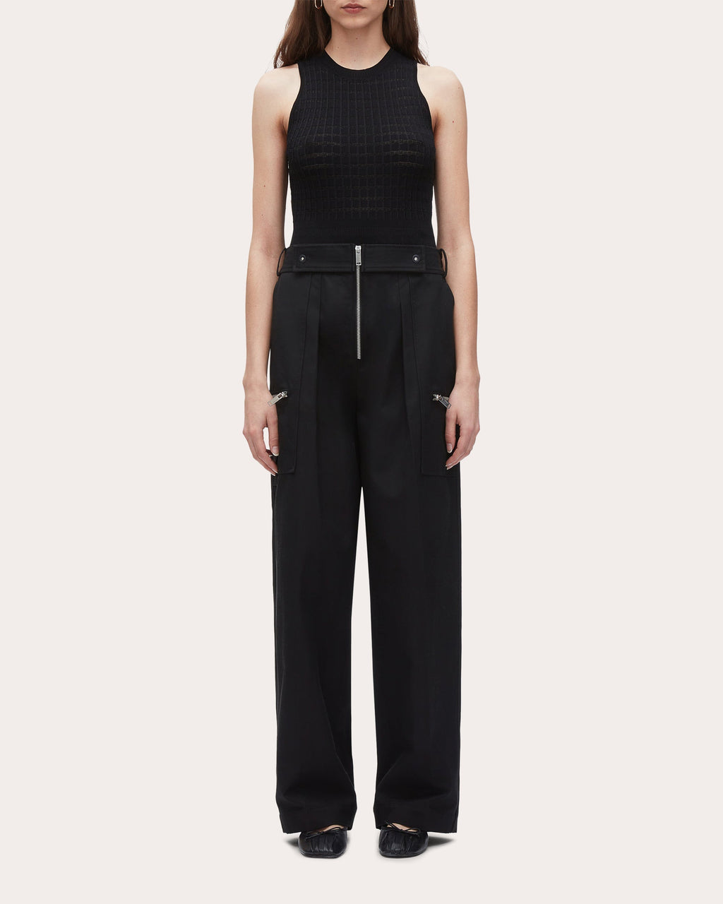 Zipper-Embellished Cotton-Blend Twill Pants
