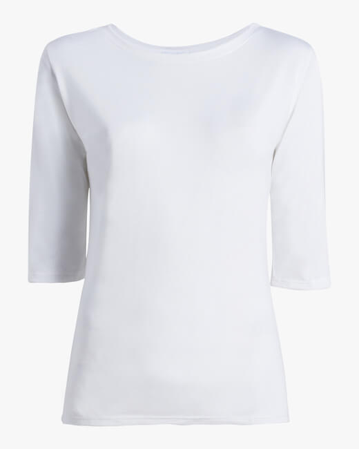 Cashmere Crewneck Three-Quarter Sleeve Top