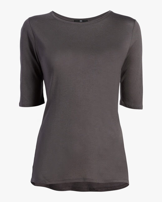 Cashmere Crewneck Three-Quarter Sleeve Top