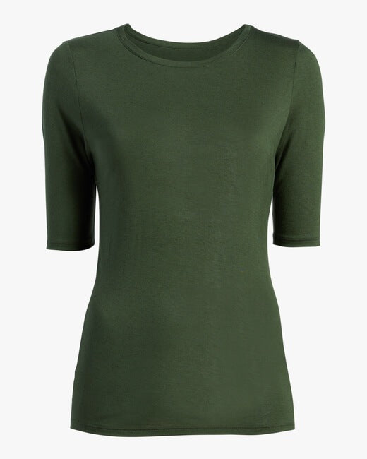 Cashmere Crewneck Three-Quarter Sleeve Top