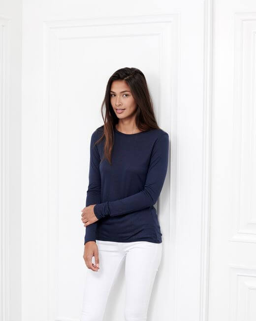 Cashmere Crewneck Long-Sleeve Top