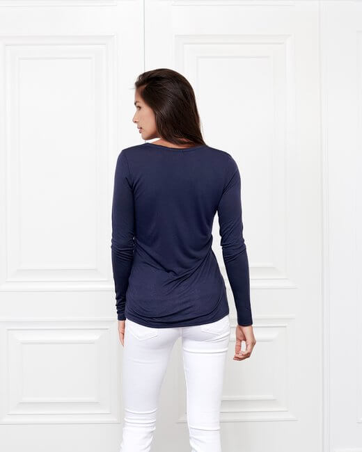 Cashmere Crewneck Long-Sleeve Top