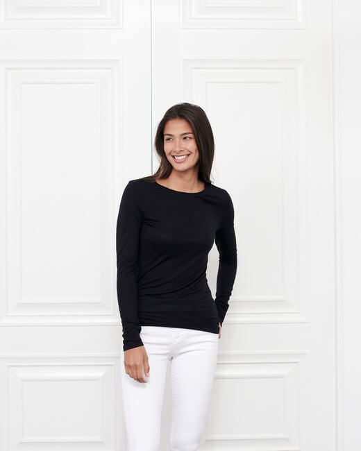 Cashmere Crewneck Long-Sleeve Top