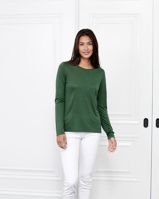 Cashmere Crewneck Long-Sleeve Top