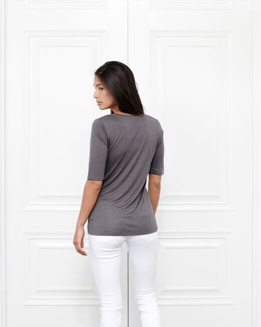 Cashmere V Neck Three-Quarter Sleeve Top