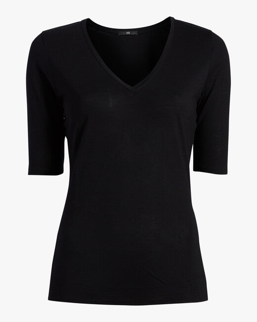 Cashmere V Neck Three-Quarter Sleeve Top