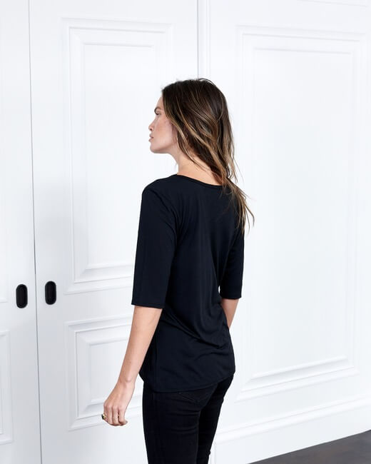 Cashmere V Neck Three-Quarter Sleeve Top