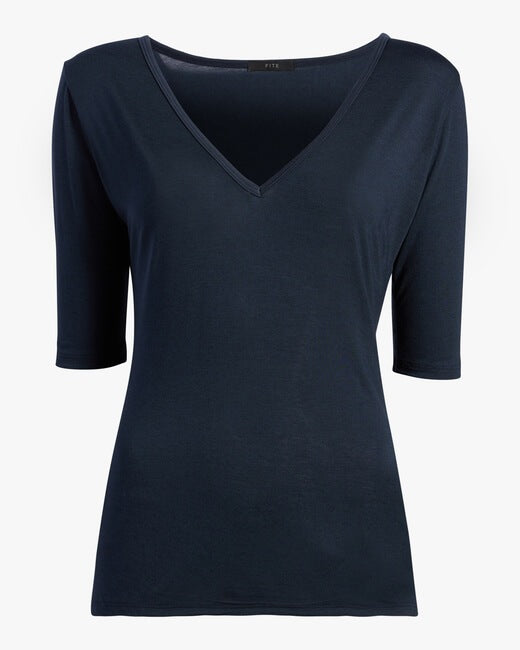 Cashmere V Neck Three-Quarter Sleeve Top