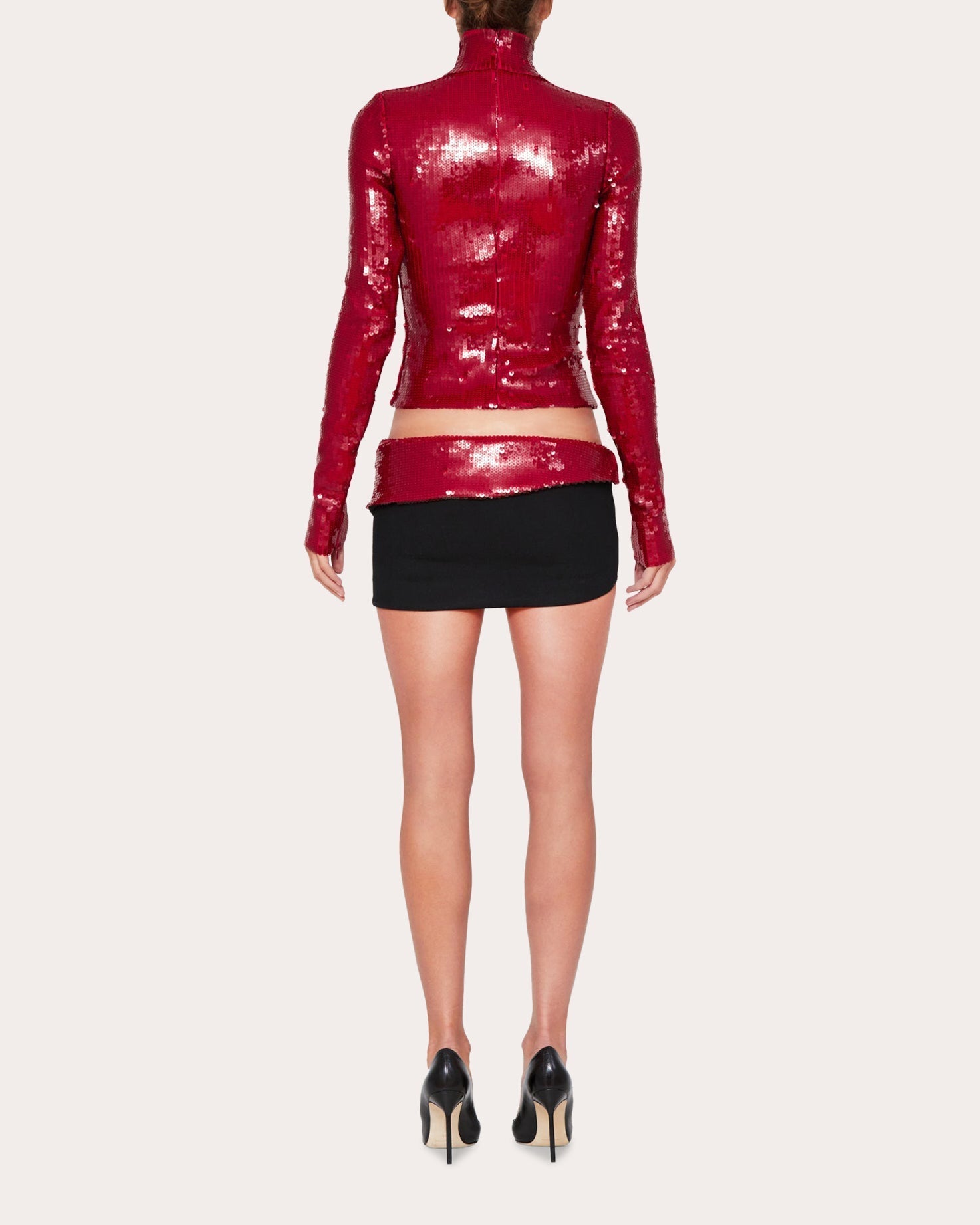 Draped Sequin Mini Skirt