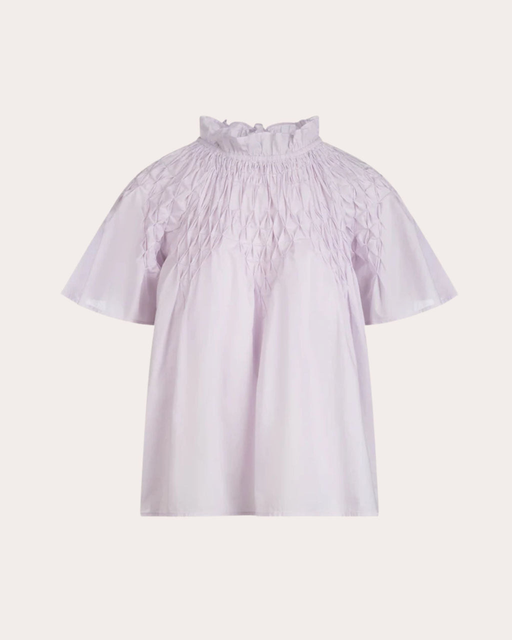 Bejart Ruffle-Trimmed Smocked Cotton Top