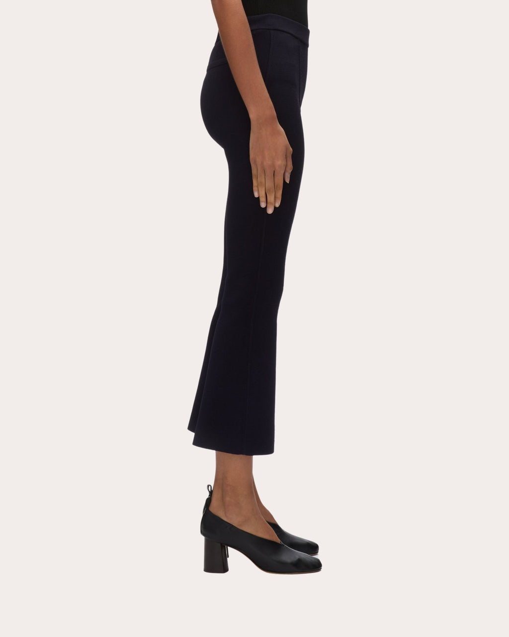 Cropped Flared Rib Knit Pants