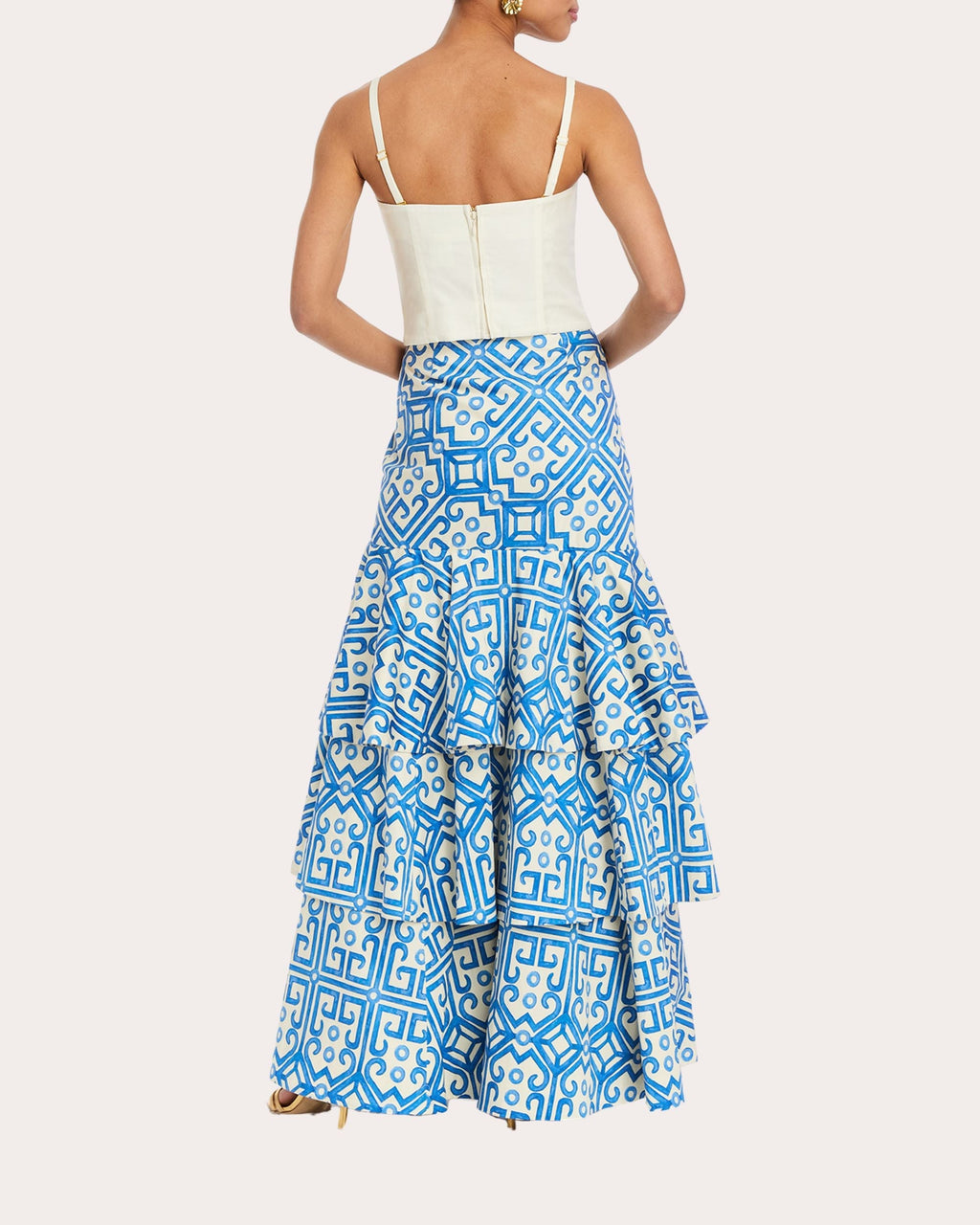 Victoria Geometric Sateen Tiered Convertible™ Skirt