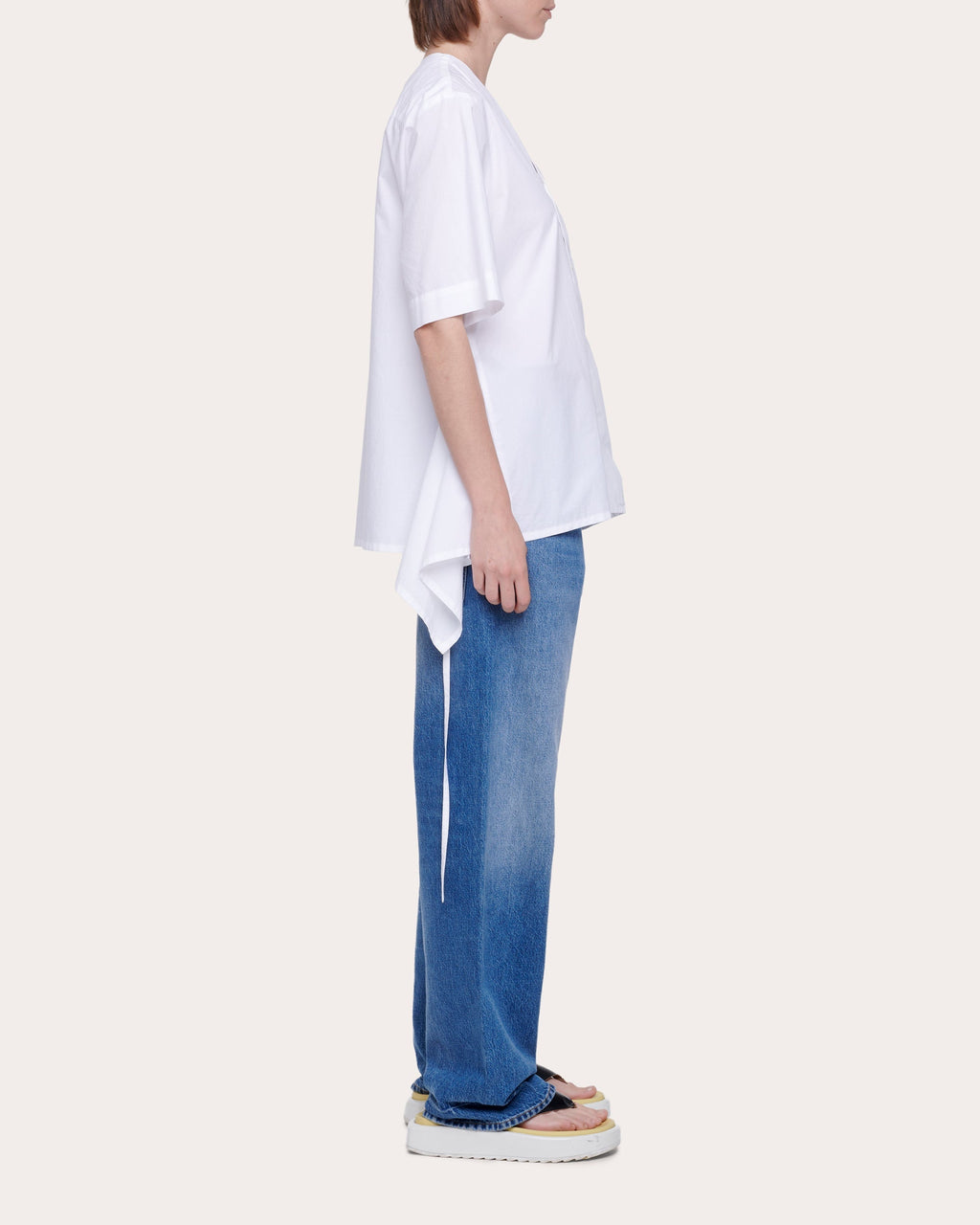 Asymmetric Draped Cotton-Poplin Shirt