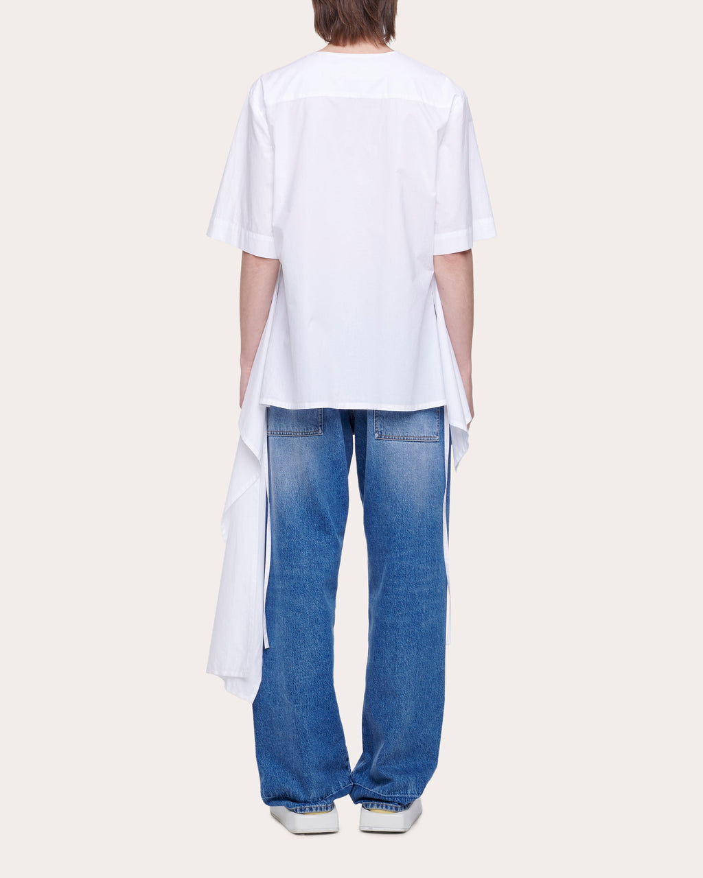 Asymmetric Draped Cotton-Poplin Shirt