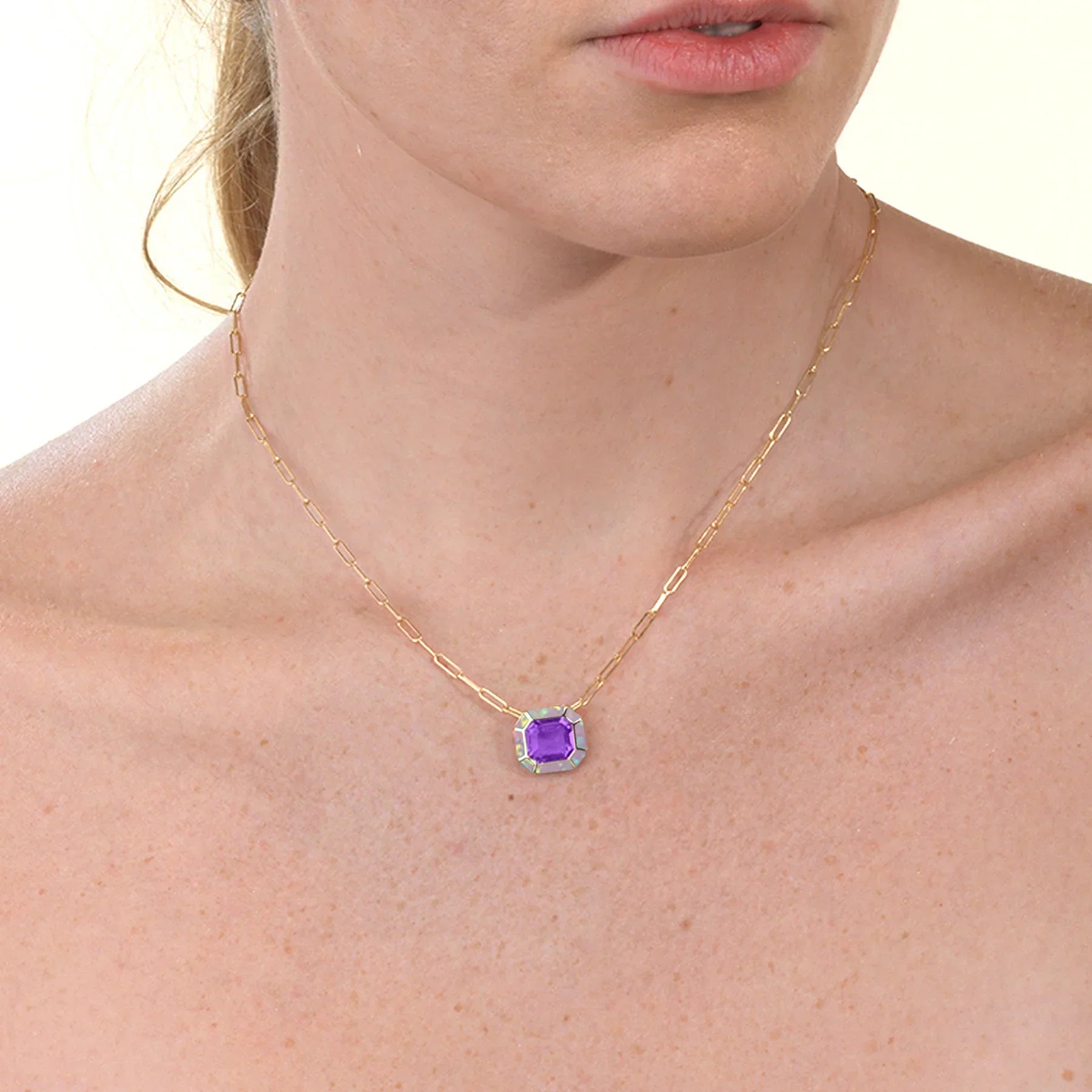 Mélange 18K Rose Gold Amethyst and Pink Opal Pendant Necklace