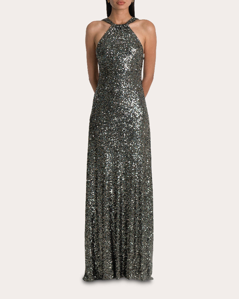 Calixta Sequined Jersey Gown