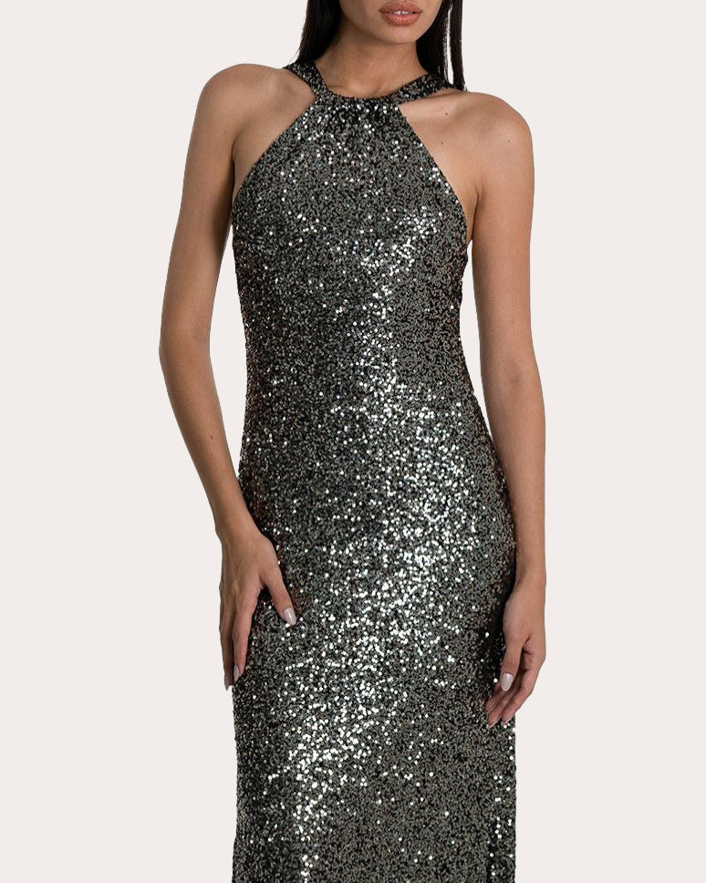 Calixta Sequined Jersey Gown