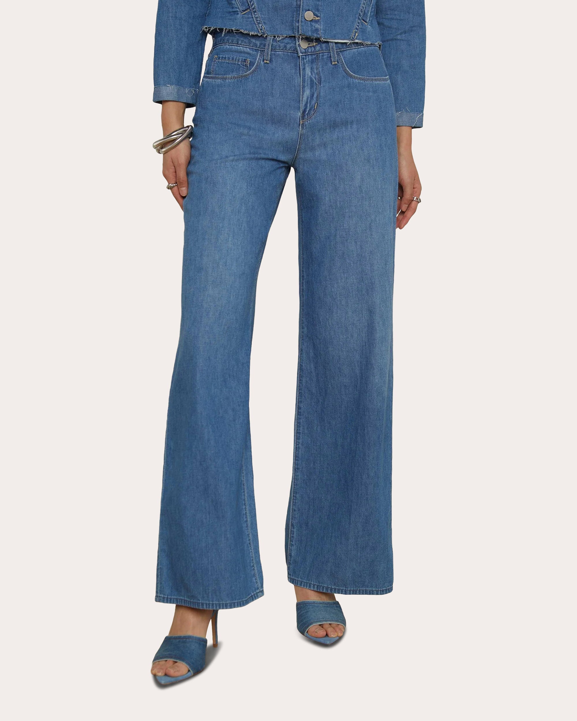 Alicent High-Rise Cropped Cotton Wide-Leg Jeans