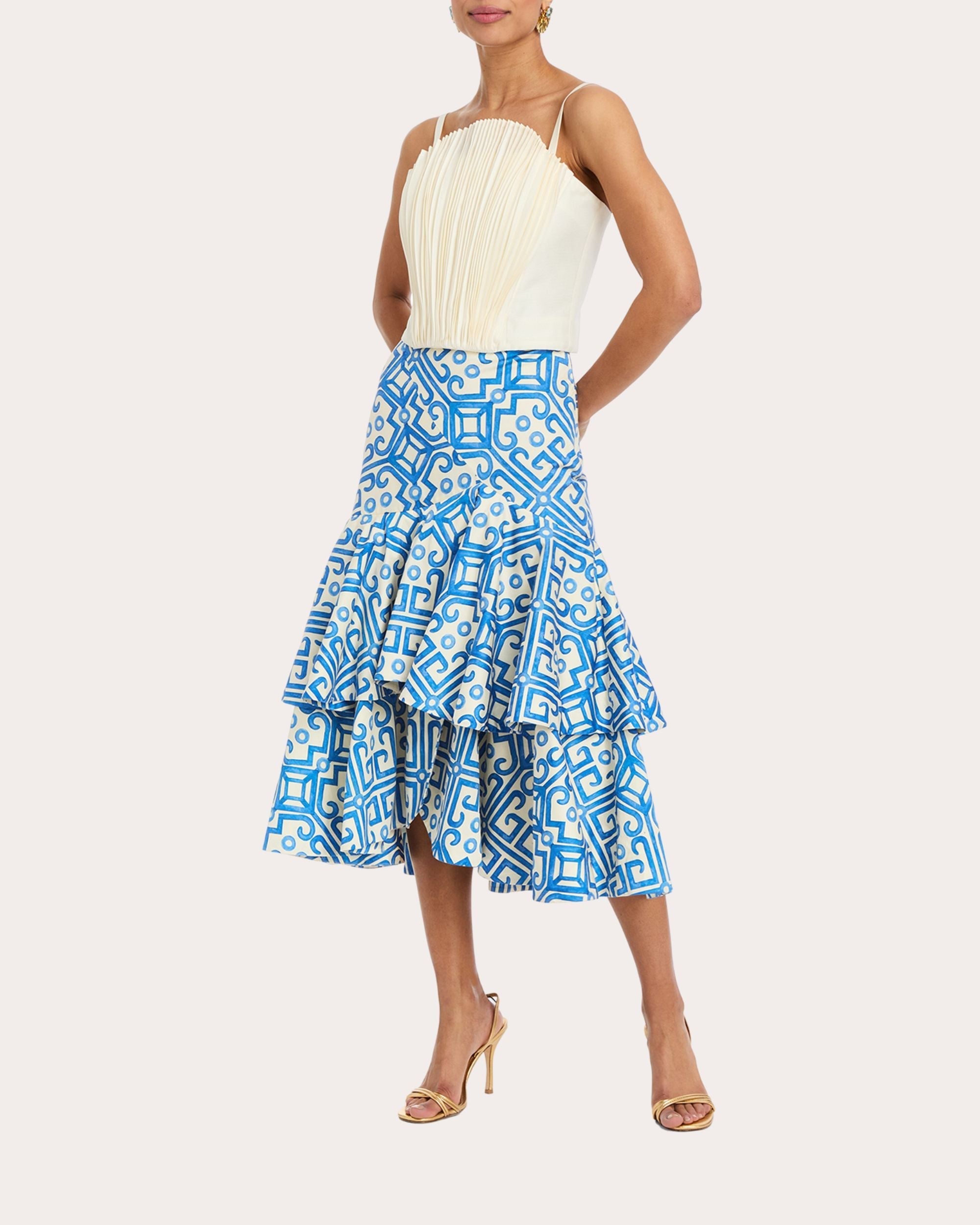 Victoria Geometric Sateen Tiered Convertible™ Skirt