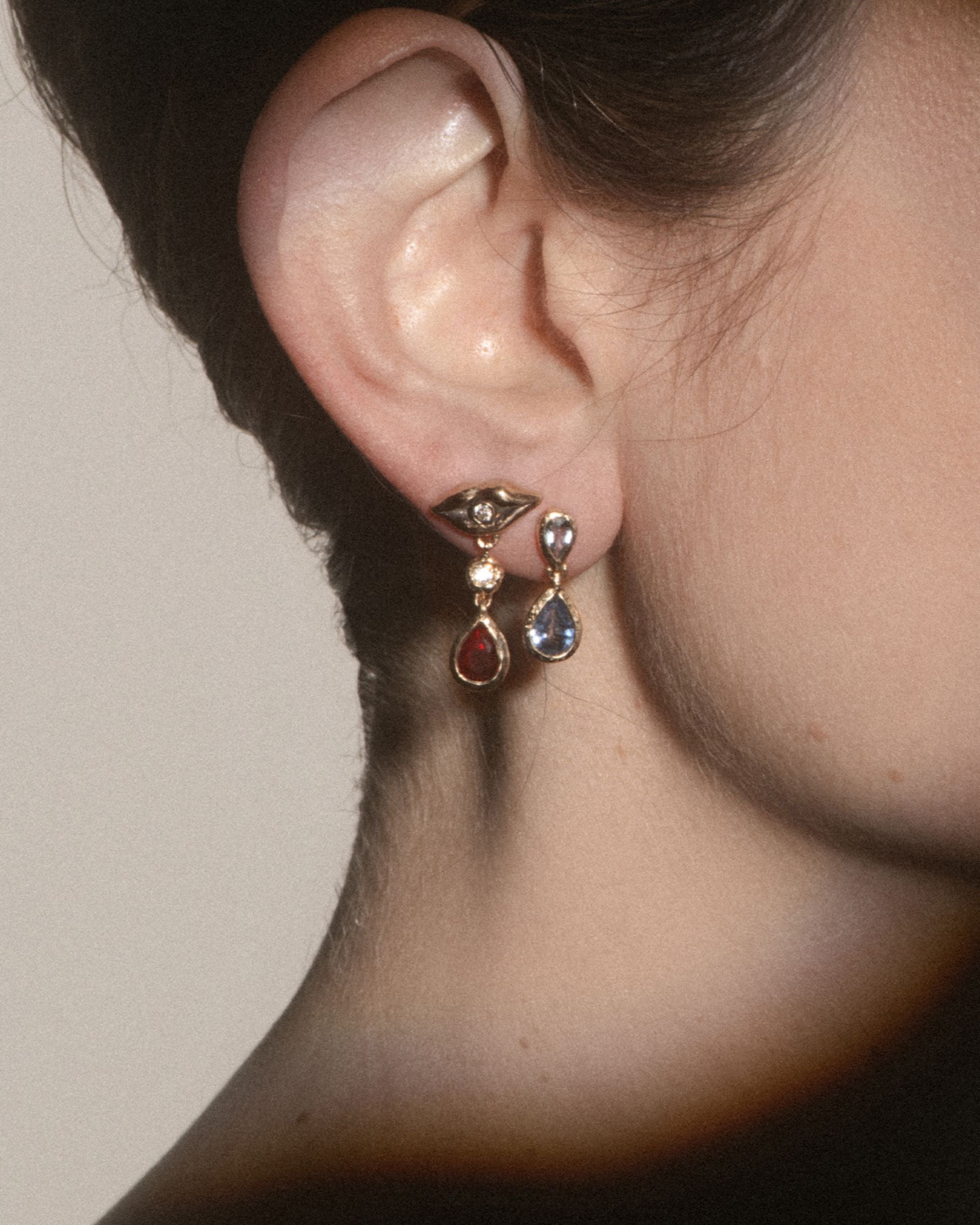 Beso 14K Gold Ruby and Diamond Single Earring